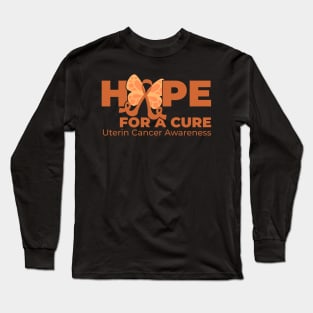 Hope For A Cure Butterfly - Uterine Cancer Awareness Long Sleeve T-Shirt